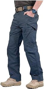 CARWORNIC Gear Men's Hiking Tactical Pants Lightweight Cotton Outdoor Military Combat Cargo Trousers (36W x 34L, Navy Blue)