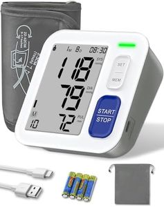 Blood Pressure Monitor, Upper Arm Digital BP Machine with 22-42cm BP Cuff, 2 x 90 Memories, Carry Case and Batteries Included, Heart Rate Monitoring Meter for Nurse Diabetic Adult