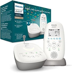 Philips Avent Audio Baby Monitor, DECT Technology, Eco Mode, Starry Sky, Intercom Function, Sleep and Night Songs, 18 Hours Runtime, Maximum Range, White (Model SCD733/26)