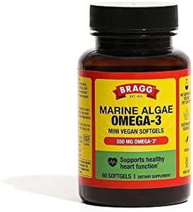 Bragg Marine Algae Vegan Omega-3 Supplement with EPD and DHA Fatty Acids - 60 Softgels - Supports Healthy Heart Function