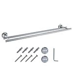 JASSFERRY Wall Mounted Towel Bar 600-mm Double Mount Bath Towel Storage Rail Dual Rod for Bathroom Kitchen Door Chrome