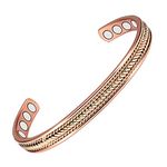 EnerMagiX 6.5'' Braided Tri Tone Magnetic Copper Bracelets for Women or Men, Copper Cuff Bangle, Valentine's Day Gift