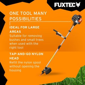 FUXTEC Petrol Strimmer & Brush Cutter – 31cc 4-Stroke with Blade, Line Head, Strap
