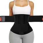 Neoprene Sauna Waist Trainer Corset Sweat Belt with 2 Straps for Women Plus Size Compression Gym Workout Trimmer,#2 Hooks Black,X-Large