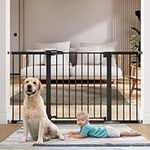 Mom's Choice Award Winner-BABELIO 29-55 Inch Extra Wide Baby Gate, Metal Dog Gate, Pressure Mounted Pet Gate for Stairs & Doorways, NO Tools Needed NO Drilling, Black