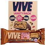 Vive Gluten Free Protein Bars, High Protein Snacks, Vegan, High-Fibre, 100% Natural, Non-Dairy, Variety, 12-Pack