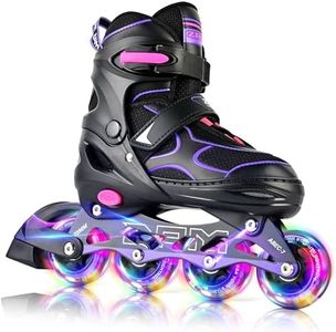 2PM SPORTS Inline Skates for Kids Girls Ages 4-8 8-12 3-5 4-6 6-12 10-12 with Light Up Wheels, Adjustable Kids Roller Skates Blades for Adults Women Beginners Youths Indoor Outdoor Purple, XLarge