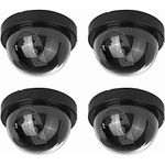 ravido 4-Packs Dummy Fake Surveillance Security CCTV Dome Camera Indoor/Outdoor with One Flashing Red LED Light for Home and Businesses Security (Black)