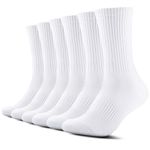 TUUHAW Trainer Socks for Men 9-12 White Socks Women Running Socks Cushioned Sports Work Socks Cotton Wicking Hiking Socks Athletic Socks for Walking Cycling Outdoor 6 Pairs