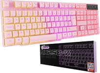 Orzly Gaming Keyboard RGB USB Wired Rainbow Keyboard Designed for PC Gamers, PS4, PS5, Laptop, Xbox, Nintendo Switch, RX-250 Hornet Edition (Pink)