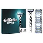 Gillette Mach3 Men's Razor + 12 Razor Blade Refills, Stronger Than Steel Blades, 3D Motion Handle, Enhanced Lubrastrip