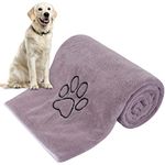 KinHwa Microfiber Dog Towel Super Absorbent Pet Bath Towel Large Size for All Dogs and Cats with Embroidered Paw Print (30inchx50inch, Purple)