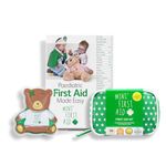 Mini First Aid Essentials Bundle – Mini First Aid Kit (90 Items) Kids First Aid Kit for Travel, Home, Office & Camping - Teddy Hot & Cold Gel Pack & Paediatric First Aid Made Easy Book