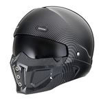 Woljay Open Face Full face Helmet Motorcycle Modular Helmets for Unisex-Adult Street Bike Cruiser Scooter DOT Approved (Large, Gloss Carbon Fiber)
