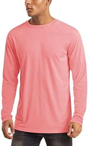 MAGCOMSEN Hiking Shirts for Men Long Sleeve Running Shirts Quick Dry Shirts Baselayer Shirt Swim Shirt Athletic T Shirts Watermelon Red