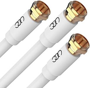 Ultra Clarity Cables Coaxial Cable 25ft (3 Pack) - Triple Shielded RG6 Coax TV Cable Cord in-Wall Rated Gold Plated Connectors Digital Audio Video with Male F Connector Pin (White) - 25 Feet