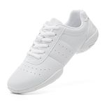 PPXID Girls' Lace-up Cheer Shoes Cheerleading Dance Shoes Women's Sport Training Shoes Split Sole White New 2 UK