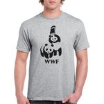 DirtyRagz Men's WWF Funny Panda Bear Wrestling T Shirt S Heather Grey