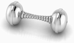 Krysaliis Silver Plated Spiral Dumbbell Rattle For Newborn Baby boy and Baby Girl - Non-tarnishing, Durable, and Custom Engraveable Gift - Packaged in a beautiful gift box