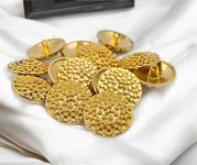 REENA Gold Round Dotted 6 pc Big Alloy Metal Buttons Sew on Buttons for Coats Jeans Jackets etc.Gold (Gold Round Dotted 6 pc Big Alloy)