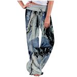 AMhomely Joggers for Women - Spring/Summer High Waist Pants Printed Flower Print Waist Wide Leg Pants Tapered Leg Sweatpants Running Workout Casual Lounge Wear Tracksuit Buttoms Gray-2