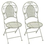 Maribelle White Round Metal Floral Designed Folding Outdoor Garden Patio Chairs X 2