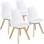 Yaheetech Set of 4 Dining Chairs Side Chair PU Leather with Soft Padded Seat for Living Room Dining Room Chair White