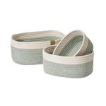 LA JOLIE MUSE Woven Storage Baskets for Organizing, Small Felt and Jute Wicker Basket for Bathroom Shelve Nursery, Decorative Basket Organizer Bins Set of 3, green