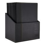 Securit Classic Leather Menu Range - Faux Leather A4 Menu Holders in Matching Leather Storage Box, Displays 4 Inner Pages, Pack of 20 Restaurant Menu Cards in Leather Box - Black