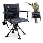 EVER ADVANCED Hunting Chair for Blinds with 4 Adjustable Legs, 360° Silent Swivel Hunting Seats for Outdoor, Fishing, Support 300lbs, Black