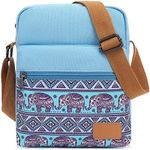 Leaper Girls Crossbody Purses 2 PCS Cute Elephants Messenger Bag Canvas Crossbody Bag and Purse Set for Women Light Blue