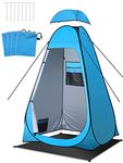 Toilet Tent, Shower Tent with Tent Groundsheet/Pegs/Guy Ropes/Tent Bag, Waterproof Camping Toilet Tent Pop-up Changing Tent Portable for Outdoor Travel Fishing Hiking-Utility Tent Blue