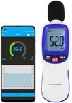 Bluetooth-Enabled Digital Sound Level Meter Portable SPL Meter 30~130dBA Range MAX/MIN Data Hold with LCD Display Backlight for Home, School and Workplace to Accurate Sound Measurement