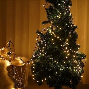 JnDee Safe Voltage 500 Bright LEDs 50M Warm White Christmas Fairy Lights, 8 Modes/Memory/Timer/10M Lead