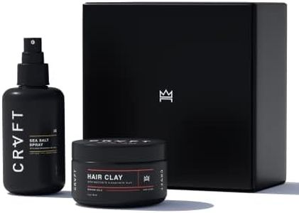 CRVFT Hair Clay 2.8oz + Sea Salt Spray 6oz Men's Bundle - Medium + Light Hold - Matte + Natural Finish - Volume + Texture + Prestyler - Stylist Approved - Scented