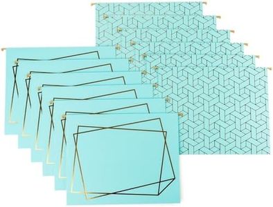 Blu Monaco Cute Hanging File Folders 12 Pack Pretty Aqua with Gold Foil Pattern Decorative Hanging File Folders Letter Size with Adjustable Tabs - Pastel File Cabinet Folders for Hanging File System