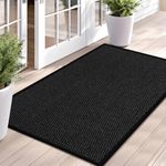 Fit Even Sunny Indoor & Outdoor Doormat – Washable Heavy Duty Welcome Mat for Outside & Inside Floors, Non-Slip Rubber Backed Mats for Entrance, Garden, Patio & Kitchen - (Black, 40x60 cm)