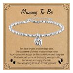 Grevosea Mum to Be Gifts, Baby Shower Gifts for Mum Little Foot Charm Bracelet with Greeting Card and Gift Bag New Mum Gifts Pregnancy Gifts for Mum Expecting 1st Mothers Day Gifts