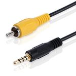 PNGKNYOCN 3.5 mm to RCA Video Cable 1/8 inch Male Plug to RCA Male Audio Adapter Cable for Car DVR,Carcorder,Surveillance Camera Equipment（1.5M）…