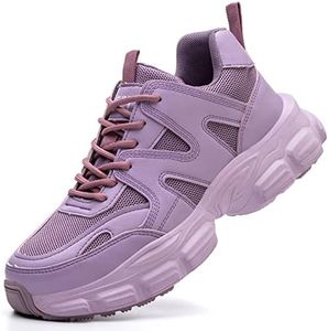 Dajingkj Steel Toe Shoes for Women Purple Sneakers Lightweight Safety Shoes Breathable Industrial Construction Work Shoes, Purple, 5.5