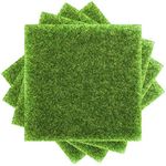 4 Packs Fake Grass for Crafts Artificial Garden Grass for Dollhouse 6 X 6 Inches Miniature Ornament Garden Dollhouse DIY Grass