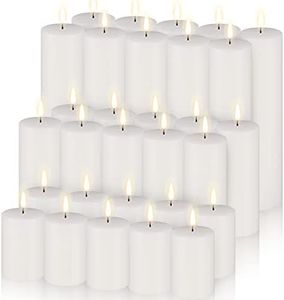 Set of 30 White Unscented Pillar Candles 2 x 3, 2 x 5, 2 x 8 Inch Large Tall Pillar Candles Bulk Rustic Emergency White Big Cotton Wick Wax Candle for Wedding Home Restaurants Spa Church Decorations