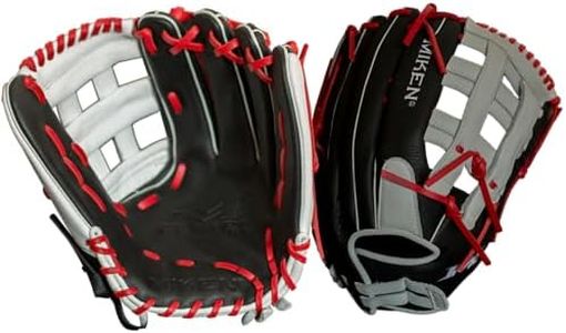 Miken | PLAYERS SERIES Slowpitch Softball Glove | Sizes 13" | RHT | Black / White