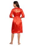 THE BRIDE MADE Luxury Briderobe Perfect for Gifting purpose Lace red Satin Robe Bride embroidery (Free Size)