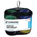 Champro Training Softballs, Set of 4 (Green/Yellow/Black/Blue, 12-Inch)