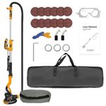 POPBULL Electric Drywall Sander (1050W) with Vacuum, Heavy Duty Drywall Sander,5 Variable Speed 1000-2100RPM,Foldable & Extendable Handle,LED Light,12pcs Sanding Discs,Wood Floor etc