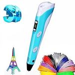 QEEPAN 3D Pen 3D Printing Pens 3D Printer Starter Kit Upgrade Intelligent Automatic Feeding Drawing Pen with LED Display + USB Charging + PLA Filament Refills 3 Colors 30 Feet for 3D Printing Pens