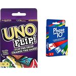 Mattel Games Uno Flip Side & Phase 10 Card Game for All (Multicolour),Pack of 1