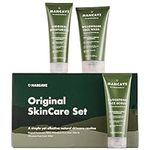 ManCave Originals Skincare Gift Set with 3 Key Skin Care Essentials with Face Wash, Face Scrub and Moisturiser for Men, Vegan, Natural formulations, Tubes made from Recycled Plastics, Made in England