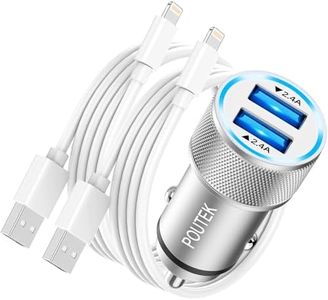 Cargador Coche iPhone con 2X Cable Lightning[Apple MFi Certificado], Cargador iPhone Coche Cargador Mechero Coche USB Carga Rapida Adaptador Cargador Movil Coche para iPhone 14 13 12 11 Pro Max/X/8/7